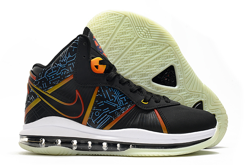 2022 Nike LeBron James VIII Black Yellow White Shoes - Click Image to Close